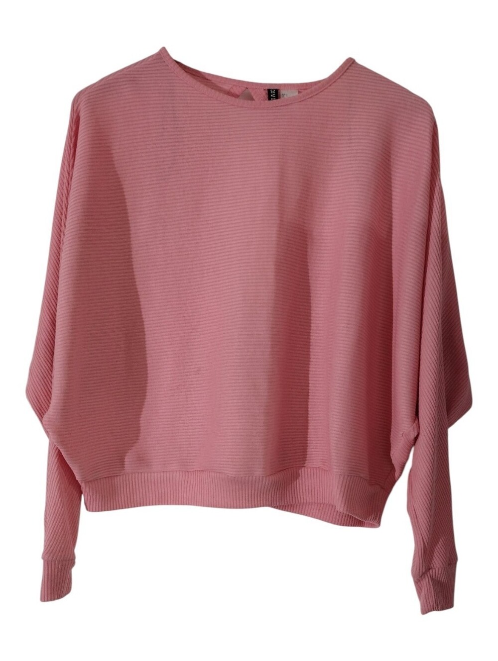 Divided Pink Ribbed Long Sleeve Sweater distinctive cut-out back design